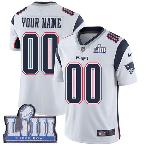 2019 NFL Youth Customized New England Patriots Vapor Untouchable Super Bowl LIII white jersey